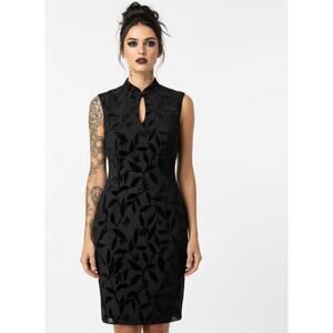 La Belle Silk Burnout Velvet Mini Dress - Size 7 - Keyhole Neckline